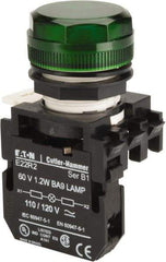 Eaton Cutler-Hammer - 120 VAC/VDC Green Lens Incandescent Indicating Light - Round Lens - USA Tool & Supply