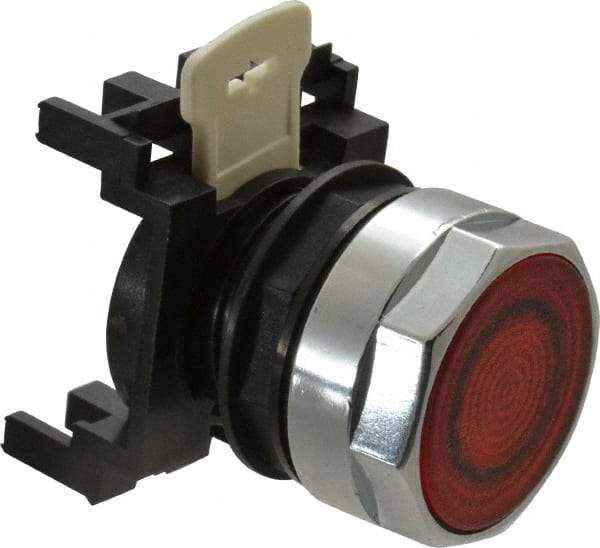 Eaton Cutler-Hammer - 25mm Mount Hole, Flush, Pushbutton Switch Only - Round, Red Pushbutton, Illuminated, Momentary (MO) - USA Tool & Supply