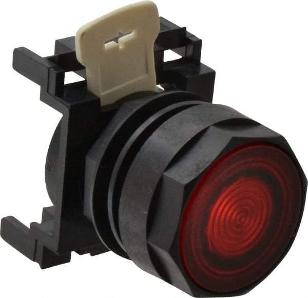 Eaton Cutler-Hammer - 25mm Mount Hole, Flush, Pushbutton Switch Only - Round, Red Pushbutton, Illuminated, Momentary (MO) - USA Tool & Supply