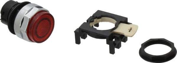 Eaton Cutler-Hammer - 25mm Mount Hole, Extended Straight, Pushbutton Switch Only - Round, Red Pushbutton, Illuminated, Momentary (MO) - USA Tool & Supply
