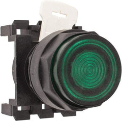 Eaton Cutler-Hammer - 25mm Mount Hole, Extended Straight, Pushbutton Switch Only - Round, Green Pushbutton, Illuminated, Momentary (MO) - USA Tool & Supply