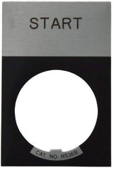 Eaton Cutler-Hammer - Rectangular, Aluminum Legend Plate - Start - Silver Background, Black Letters, 22-1/2mm Hole Diameter, 1.17 Inch Wide x 1.77 Inch High - USA Tool & Supply