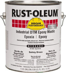 Rust-Oleum - 1 Gal Gloss Safety Green Epoxy Mastic - 100 to 225 Sq Ft/Gal Coverage, <340 g/L VOC Content, Direct to Metal - USA Tool & Supply