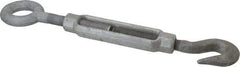 Made in USA - 3,200 (Hook) & 7,200 (Eye) Lb Load Limit, 7/8" Thread Diam, 6" Take Up, Steel Hook & Eye Turnbuckle - 18-1/2" Closed Length - USA Tool & Supply