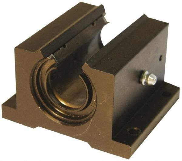 L.M76 - 1.2508" Inside Diam, Open Single Pillow Block Linear Bearing - 4" Overall Width - USA Tool & Supply