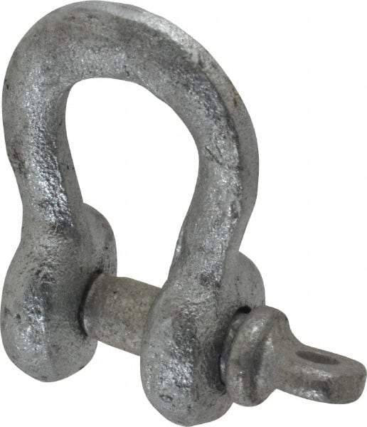 Made in USA - 3/16" Nominal Chain Size, 0.33 Ton Carbon Steel Screw Anchor Shackle - 3/16" Diam, 1/4" Pin Diam, 7/8" High x 3/8" Wide Inside Jaw, 19/32" Inside Width, 9/16" Max Body Thickness - USA Tool & Supply