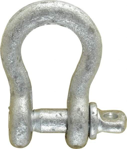 Made in USA - 1/4" Nominal Chain Size, 0.5 Ton Carbon Steel Screw Anchor Shackle - 1/4" Diam, 5/16" Pin Diam, 1-1/8" High x 15/32" Wide Inside Jaw, 25/32" Inside Width, 11/16" Max Body Thickness - USA Tool & Supply