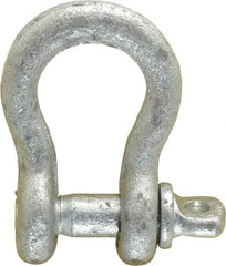 Made in USA - 1/4" Nominal Chain Size, 0.5 Ton Carbon Steel Screw Anchor Shackle - 1/4" Diam, 5/16" Pin Diam, 1-1/8" High x 15/32" Wide Inside Jaw, 25/32" Inside Width, 11/16" Max Body Thickness - USA Tool & Supply