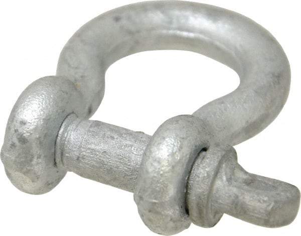 Made in USA - 3/8" Nominal Chain Size, 1 Ton Carbon Steel Screw Anchor Shackle - 3/8" Diam, 7/16" Pin Diam, 1-7/16" High x 21/32" Wide Inside Jaw, 0.969" Inside Width, 15/16" Max Body Thickness - USA Tool & Supply