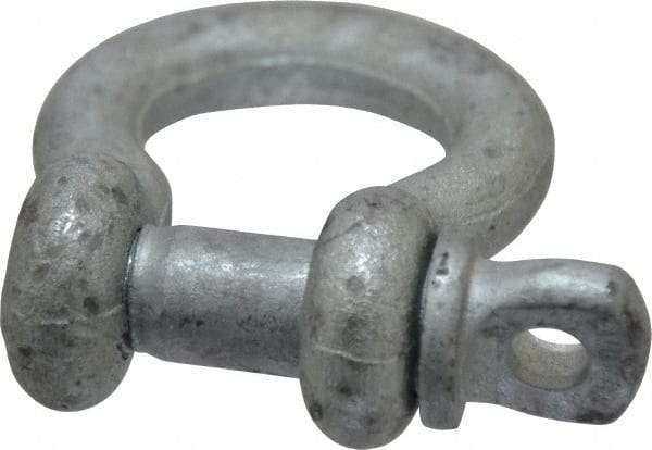 Made in USA - 1/2" Nominal Chain Size, 2 Ton Carbon Steel Screw Anchor Shackle - 1/2" Diam, 5/8" Pin Diam, 1-15/16" High x 13/16" Wide Inside Jaw, 1-1/4" Inside Width, 1-1/4" Max Body Thickness - USA Tool & Supply