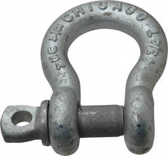 Made in USA - 3/4" Nominal Chain Size, 4.75 Ton Carbon Steel Screw Anchor Shackle - 3/4" Diam, 7/8" Pin Diam, 2-13/16" High x 1-1/4" Wide Inside Jaw, 1-13/16" Inside Width, 1-3/4" Max Body Thickness - USA Tool & Supply