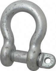 Made in USA - 1-1/4" Nominal Chain Size, 12 Ton Carbon Steel Screw Anchor Shackle - 1-1/4" Diam, 1-3/8" Pin Diam, 4-1/2" High x 2" Wide Inside Jaw, 3-1/4" Inside Width, 3" Max Body Thickness - USA Tool & Supply