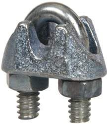 Value Collection - 1/8" Wire Rope U-Bolt Clip - Malleable Iron, Galvanized - USA Tool & Supply