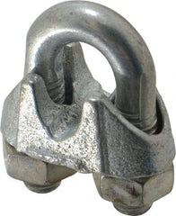 Value Collection - 1/4" Wire Rope U-Bolt Clip - Malleable Iron, Galvanized - USA Tool & Supply