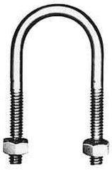 Made in USA - 1/2-13 UNC, 5" Long, Round U Bolt Clamp with No Mount Plate for 3" Pipe - 1-1/2" Thread Length, 3-1/2" Wide, Steel - USA Tool & Supply