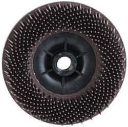 3M - 4-1/2" 36 Grit Ceramic Straight Disc Brush - Very Coarse Grade, Threaded Hole Connector, 3/4" Trim Length, 5/8-11 Threaded Arbor Hole - USA Tool & Supply