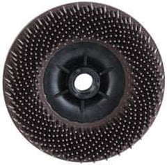 3M - 4-1/2" 36 Grit Ceramic Straight Disc Brush - Very Coarse Grade, Threaded Hole Connector, 3/4" Trim Length, 5/8-11 Threaded Arbor Hole - USA Tool & Supply