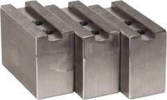 H & R Manufacturing - 8" Chuck Capacity, 1.5mm x 60° Serrated Attachment, Square Soft Lathe Chuck Jaw - 3 Jaws, Steel, 1" Btw Mount Hole Ctrs, 3-1/2" Long x 1-1/2" Wide x 2-1/2" High, 0.551" Groove, 12mm Fastener - USA Tool & Supply