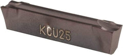 Kennametal - A4C0305 CF KCU25 Grade, 0.1201" Cutting Width, Carbide Cutoff Insert - 6° Right Hand Lead Angle, 0.0079" Cnr Rad, AlTiN Coated, Double End - USA Tool & Supply