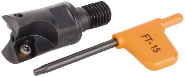 Kennametal - 10mm Cut Diam, 2.5mm Max Depth of Cut, 35mm OAL, Indexable Square Shoulder Helical End Mill - XD.. 0401.. Inserts, M8 Modular Connection, Series KMM - USA Tool & Supply