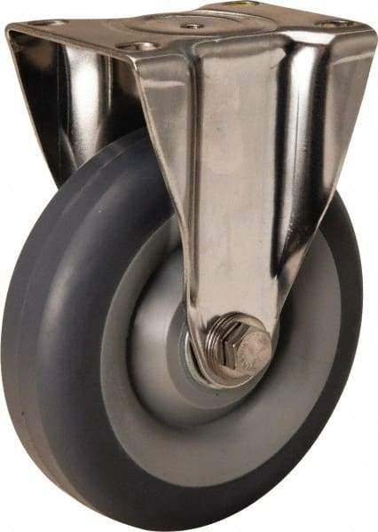 Hamilton - 5" Diam x 1-3/8" Wide x 6-1/4" OAH Top Plate Mount Rigid Caster - Rubber Mold on Polyolefin, 275 Lb Capacity, Delrin Bearing, 2-3/8 x 3-5/8" Plate - USA Tool & Supply