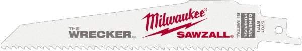 Milwaukee Tool - Steel Reciprocating Saw Blade - Tapered Profile, Toothed Edge - USA Tool & Supply