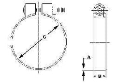 Made in USA - 4.42" ID, Steel Zinc Plated BCE Band Style Clamp - 0.12" Thick, 4-1/4" Hose - USA Tool & Supply