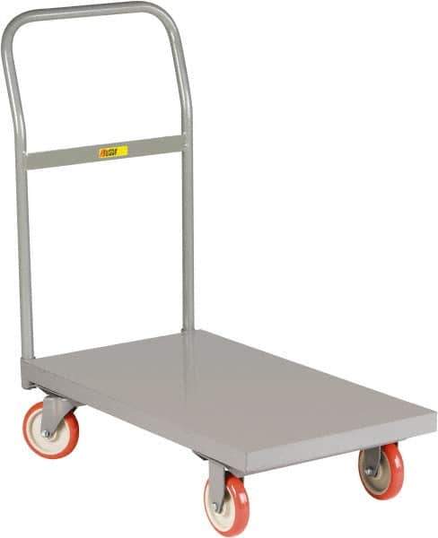 Little Giant - 1,200 Lb Capacity Steel Platform Truck - Steel Deck, 18" OAW, 32" Platform Length x 6-1/4" Platform Height, Polyurethane Casters - USA Tool & Supply