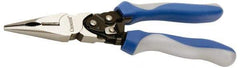 Crescent - 9" OAL, 1-13/16" Jaw Length, Long Nose Side Cutting Multipurpose Pliers - Serrated Jaw, Bi-Material Cushion Grip Handles, with Spring - USA Tool & Supply