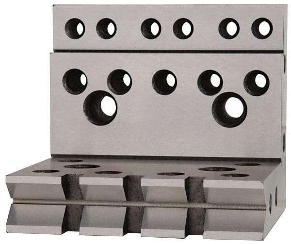 Suburban Tool - 4" Wide x 4" Deep x 4-1/2" High Steel Precision-Ground Angle Plate - V-Step Plate, Machined Holes on Surface, Open End, 1" Thick, Single Plate - USA Tool & Supply