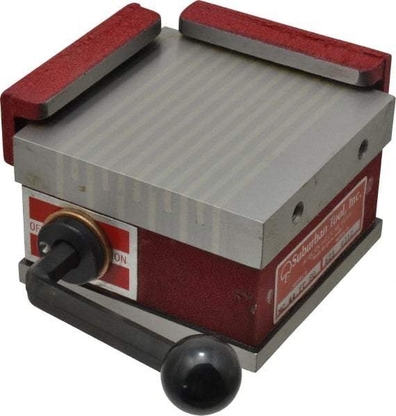 Suburban Tool - Fine Pole Square Permanent Magnetic Block Chuck - 4" Long x 4" Wide x 2-5/8" High, Ceramic - USA Tool & Supply