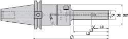 Kennametal - CAT50 Taper Shank, 8mm Hole Diam, Hydraulic Tool Holder/Chuck - 15.5mm Nose Diam, 200mm Projection, 27mm Clamp Depth, 15,000 RPM, Through Coolant - Exact Industrial Supply