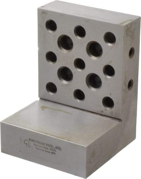 Suburban Tool - 3" Wide x 4" Deep x 3" High Steel Precision-Ground Angle Plate - Standard Plate, Machined Holes on Surface, Open End, 1" Thick, Single Plate - USA Tool & Supply