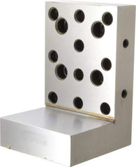 Suburban Tool - 4" Wide x 6" Deep x 4" High Steel Precision-Ground Angle Plate - Standard Plate, Machined Holes on Surface, Open End, 1-1/4" Thick, Single Plate - USA Tool & Supply