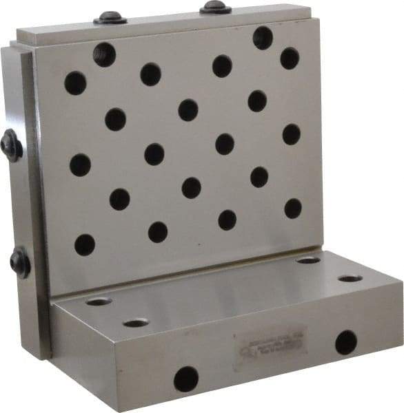 Suburban Tool - 6" Wide x 6" Deep x 4" High Steel Precision-Ground Angle Plate - Standard Plate, Machined Holes on Surface, Open End, 1-1/4" Thick, Single Plate - USA Tool & Supply