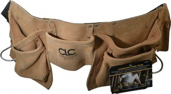 CLC - 29 to 46" Waist Tool Belt - 12 Pocket, 2" Wide, Industrial Yellow, Leather - USA Tool & Supply