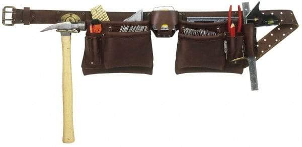 CLC - 29 to 46" Waist Tool Belt - 12 Pocket, 2" Wide, Brown, Leather - USA Tool & Supply