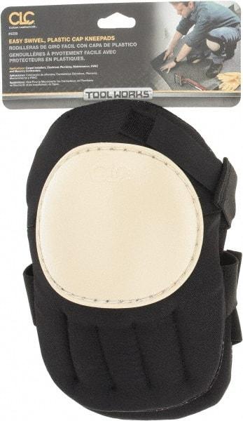 CLC - Size Universal, Hook & Loop Straps, Hard Protective Cap, Knee Pad - Foam Padding, Black, 2 Straps, Hard Plastic Cover - USA Tool & Supply