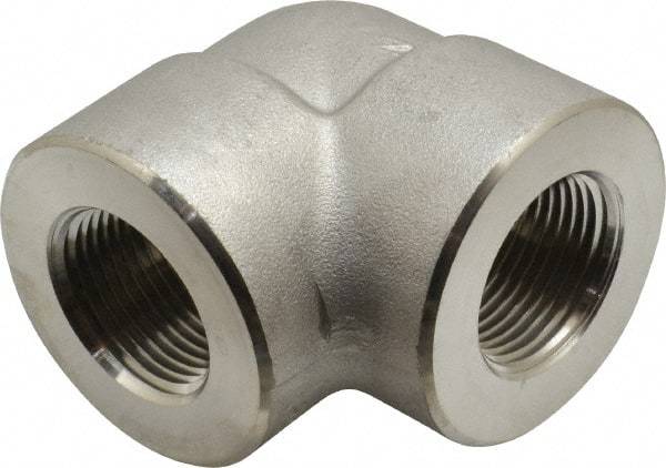 Merit Brass - 1" Grade 304/304L Stainless Steel Pipe 90° Elbow - FNPT x FNPT End Connections, 3,000 psi - USA Tool & Supply