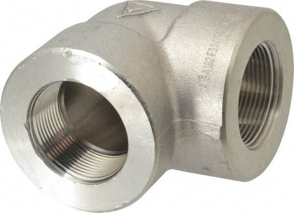 Value Collection - 1-1/2" Grade 304/304L Stainless Steel Pipe 90° Elbow - FNPT x FNPT End Connections, 3,000 psi - USA Tool & Supply