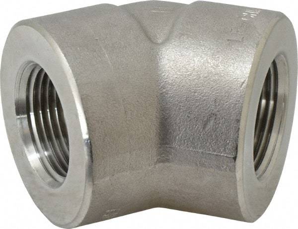 Value Collection - 1" Grade 304/304L Stainless Steel Pipe 45° Elbow - FNPT x FNPT End Connections, 3,000 psi - USA Tool & Supply