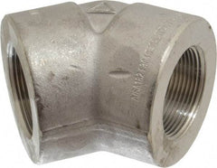 Merit Brass - 1-1/2" Grade 304/304L Stainless Steel Pipe 45° Elbow - FNPT x FNPT End Connections, 3,000 psi - USA Tool & Supply