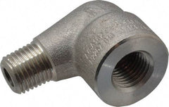 Merit Brass - 1/4" Grade 304/304L Stainless Steel Pipe 90° Street Elbow - FNPT x MNPT End Connections, 3,000 psi - USA Tool & Supply