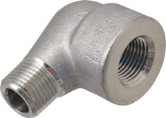 Merit Brass - 1/2" Grade 304/304L Stainless Steel Pipe 90° Street Elbow - FNPT x MNPT End Connections, 3,000 psi - USA Tool & Supply