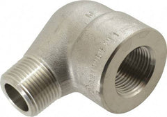Merit Brass - 1" Grade 304/304L Stainless Steel Pipe 90° Street Elbow - FNPT x MNPT End Connections, 3,000 psi - USA Tool & Supply