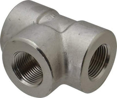 Merit Brass - 1" Grade 304/304L Stainless Steel Pipe Tee - FNPT x FNPT x FNPT End Connections, 3,000 psi - USA Tool & Supply