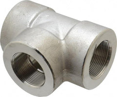 Merit Brass - 1-1/2" Grade 304/304L Stainless Steel Pipe Tee - FNPT x FNPT x FNPT End Connections, 3,000 psi - USA Tool & Supply