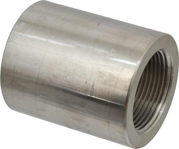 Merit Brass - 1-1/4" Grade 304/304L Stainless Steel Pipe Coupling - FNPT x FNPT End Connections, 3,000 psi - USA Tool & Supply