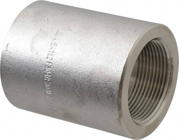 Merit Brass - 1-1/2" Grade 304/304L Stainless Steel Pipe Coupling - FNPT x FNPT End Connections, 3,000 psi - USA Tool & Supply