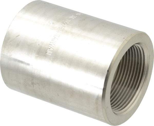 Merit Brass - 1-1/2 x 3/4" Grade 304/304L Stainless Steel Pipe Reducer Coupling - FNPT x FNPT End Connections, 3,000 psi - USA Tool & Supply